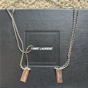 Saint Laurent Silver-Tone Chain with Tags